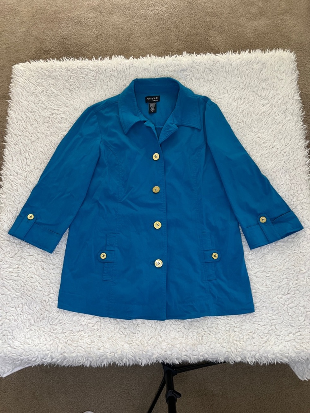 Attyre Royal Blue Jacket Button Up Size Large Casual